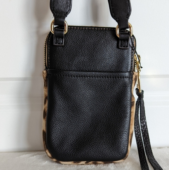 Aimee Kestenberg Phone Crossbody Leather Calf Hair Leopard Print Brown Black NWT - Picture 7 of 16